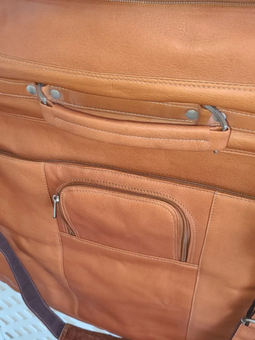 Piel Leather 9428-SDL Elite Garment Bag Saddle